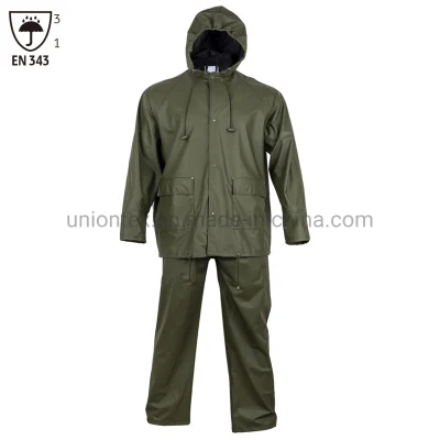 Roupa de chuva personalizada En343 à prova d'água para homens, jaqueta de PU, calças, roupas, capa de chuva de PVC